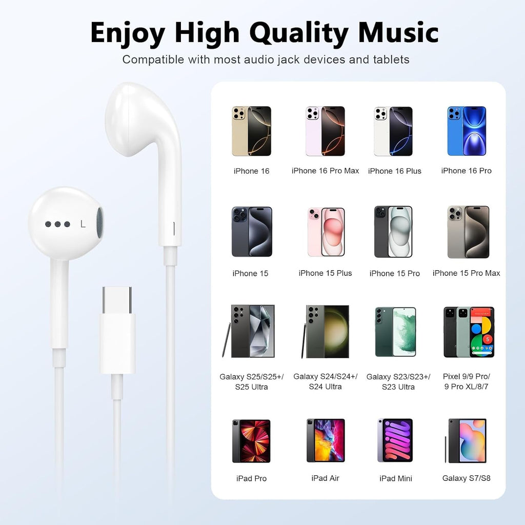 2 Pack [Apple MFi Certified] Wired Earphones for iPhone 14 13 12 11 Pro Max