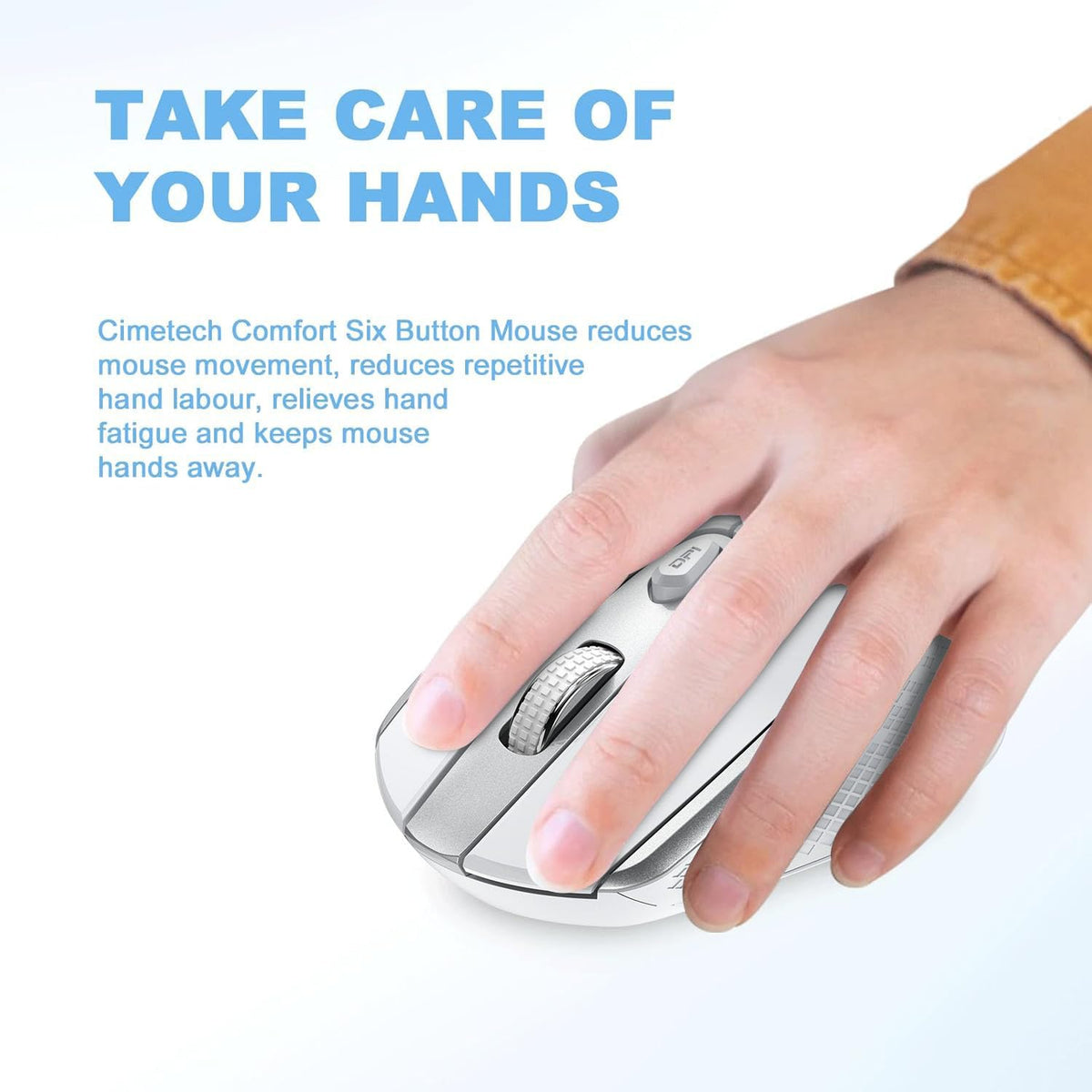 cimetech Wireless Mouse, 6 Buttons Mouse Silent Efficient Design, Suitable for Hand Size & Comfortable Grip, Office Mouse for Laptop PC Computer Tablets Windows Linux, 3 Adjustment Levels, Pinlk