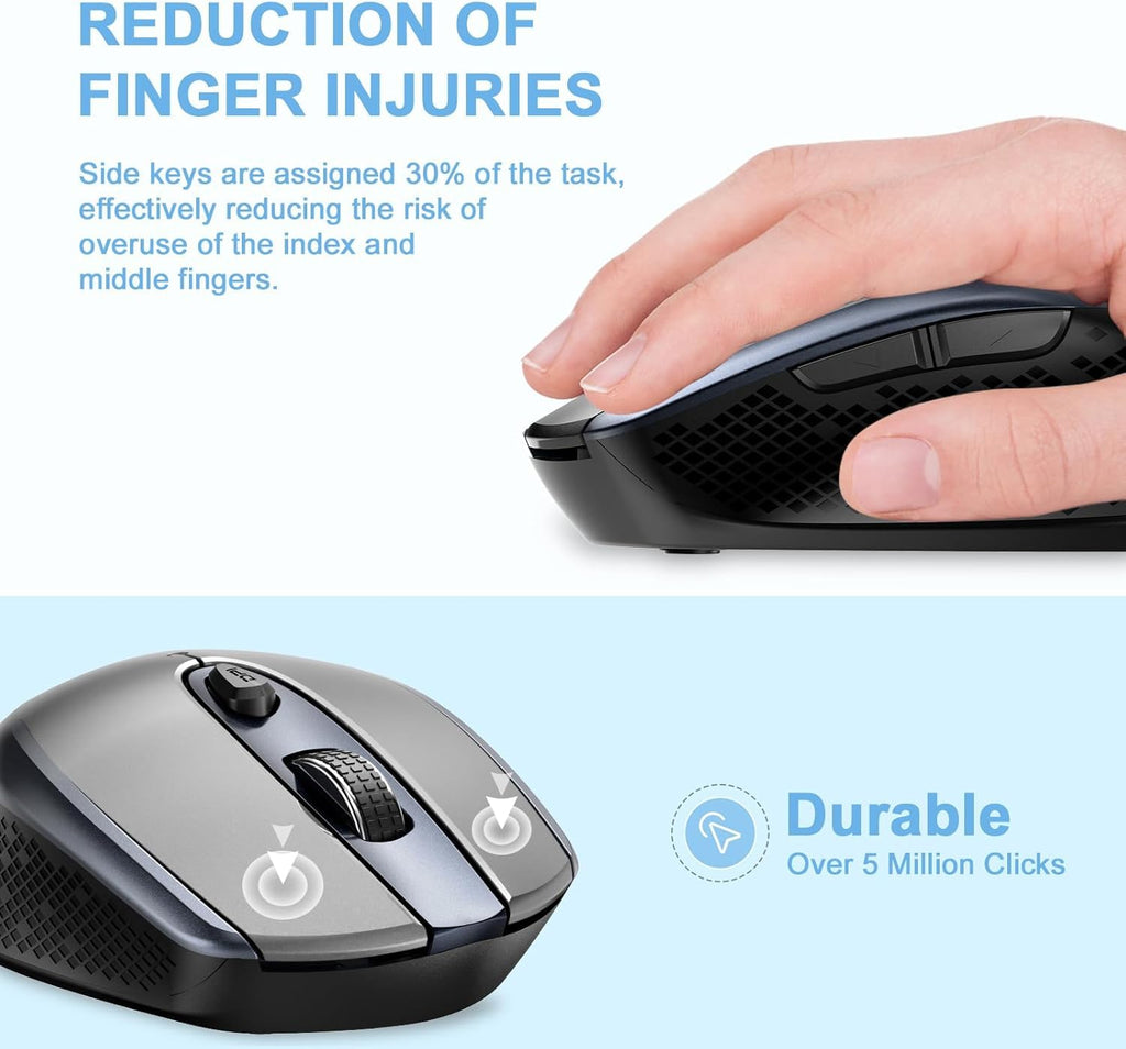 cimetech Wireless Mouse, 6 Buttons Mouse Silent Efficient Design, Suitable for Hand Size & Comfortable Grip, Office Mouse for Laptop PC Computer Tablets Windows Linux, 3 Adjustment Levels, Pinlk