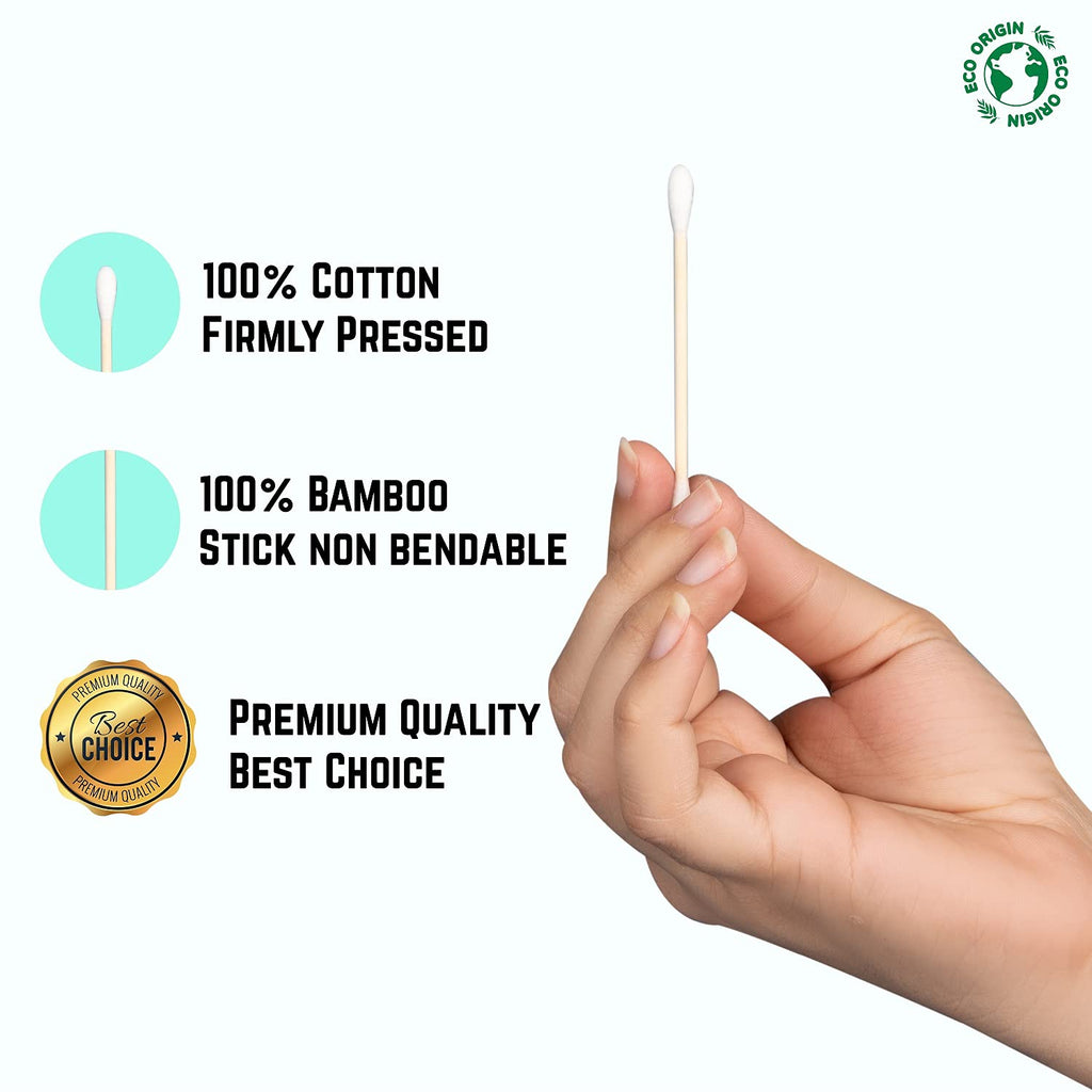 400 Bamboo Cotton Buds |100% Eco-Friendly Biodegradable | Cotton Wool Buds | Compostable Bamboo Earbuds | Recycled Plastic Free Packaging | Cotton Buds Bamboo | Cotton Ear Buds | 400 x Ear Buds Cotton
