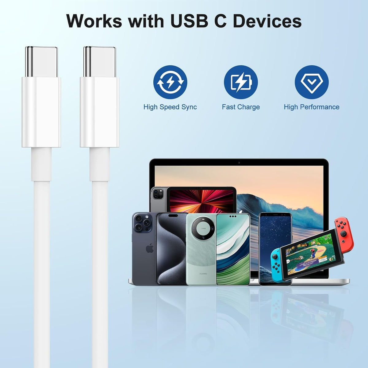 USB C to USB C Charger Cable,3M Long i Phone Type C Charging Lead 2Pack Fast Charging Wire USBC Charger Cables for iPhone 17 Pro Max/17 Air/16/16 e/16 Pro/15 Plus, iPad Pro/Air/Mini,Mac