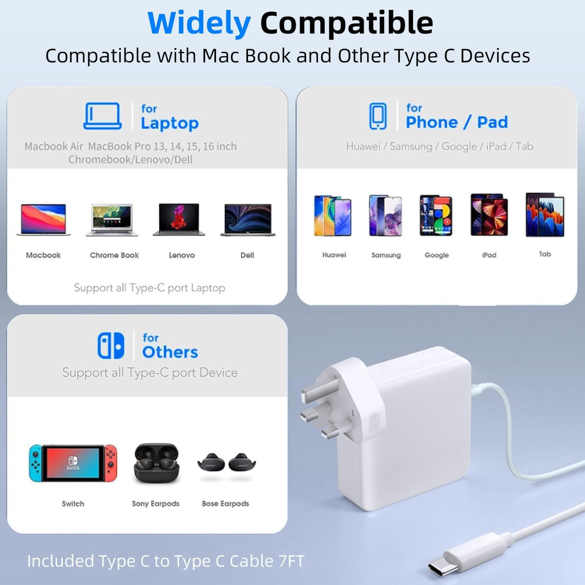 Mac Book Pro charger-140W Type C Super Fast Charger,Compatible with MacBook