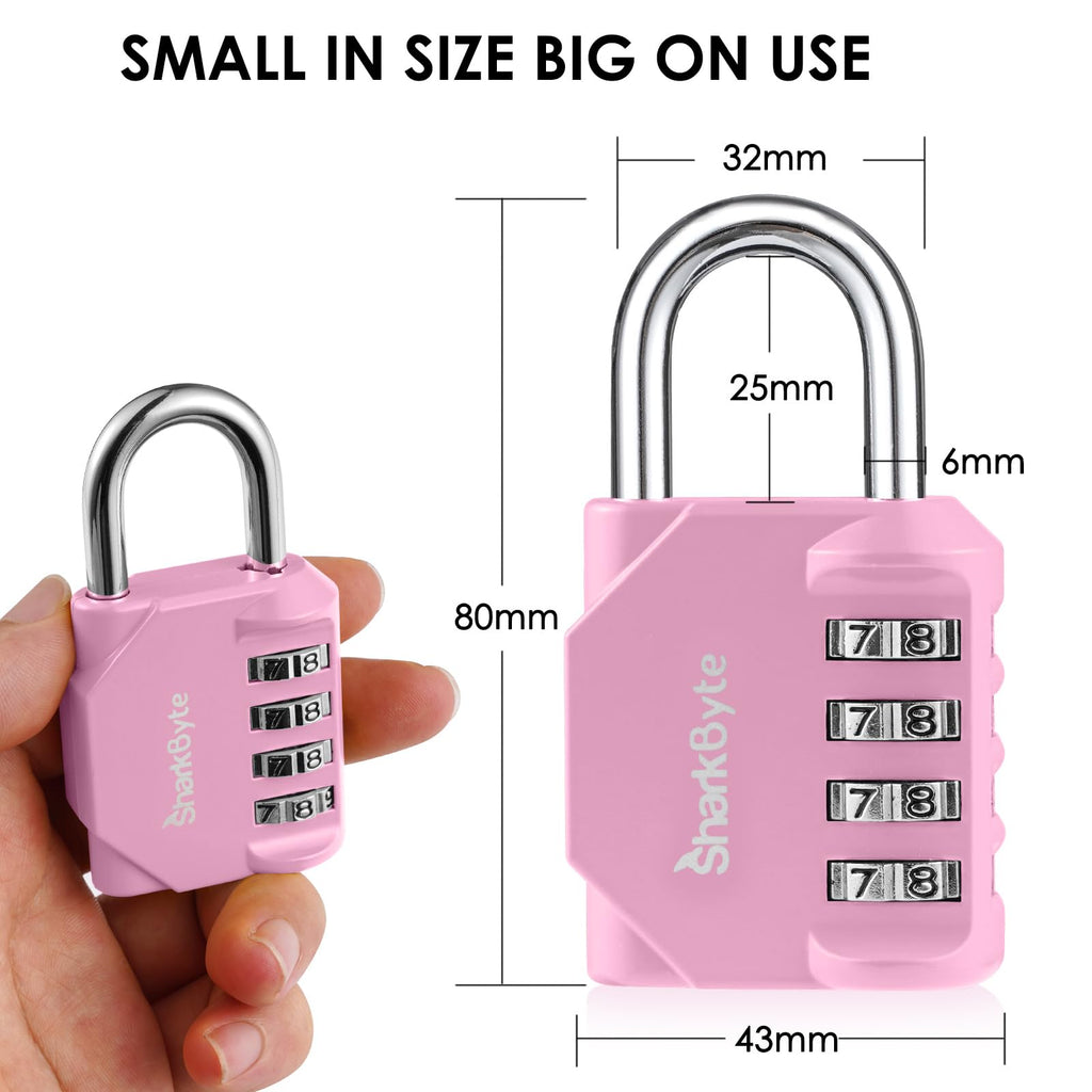 SharkByte Heavy Duty Combination Padlock – 4-Digit Weatherproof Outdoor Lock with Stainless Steel Shackle, Anti-Rust Resettable Code for Gym, School, Locker, Shed, Toolbox, Gate & Warehouse - Purple