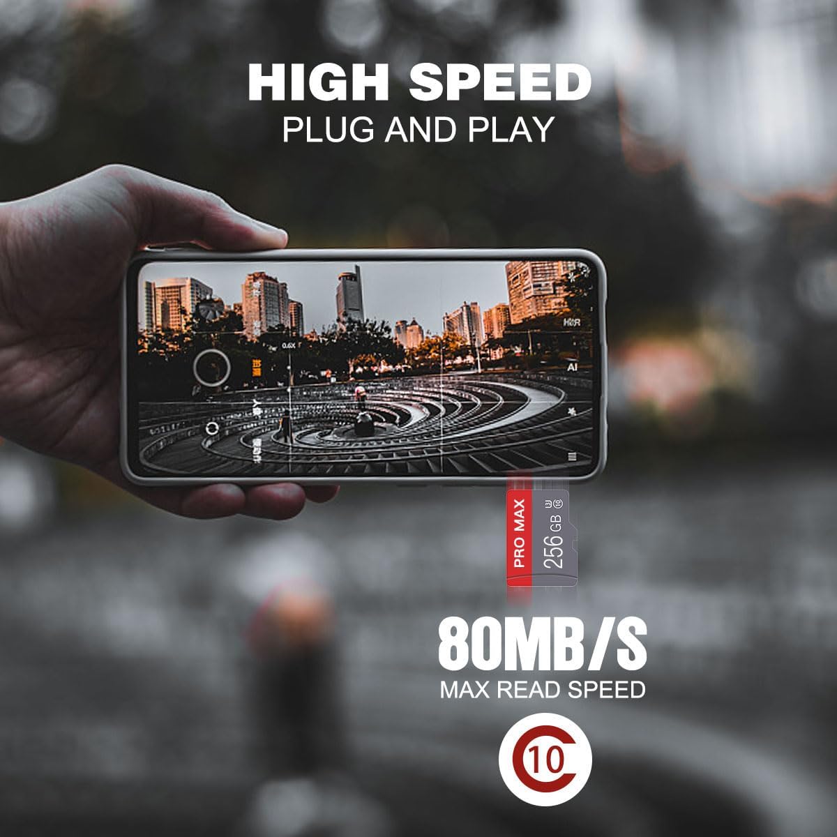 256GB Micro SD Card with Adapter High Speed Memory Card C10 A1 Memory TF Card for Dash Cam/Smartphone/Tablet/Drone S1
