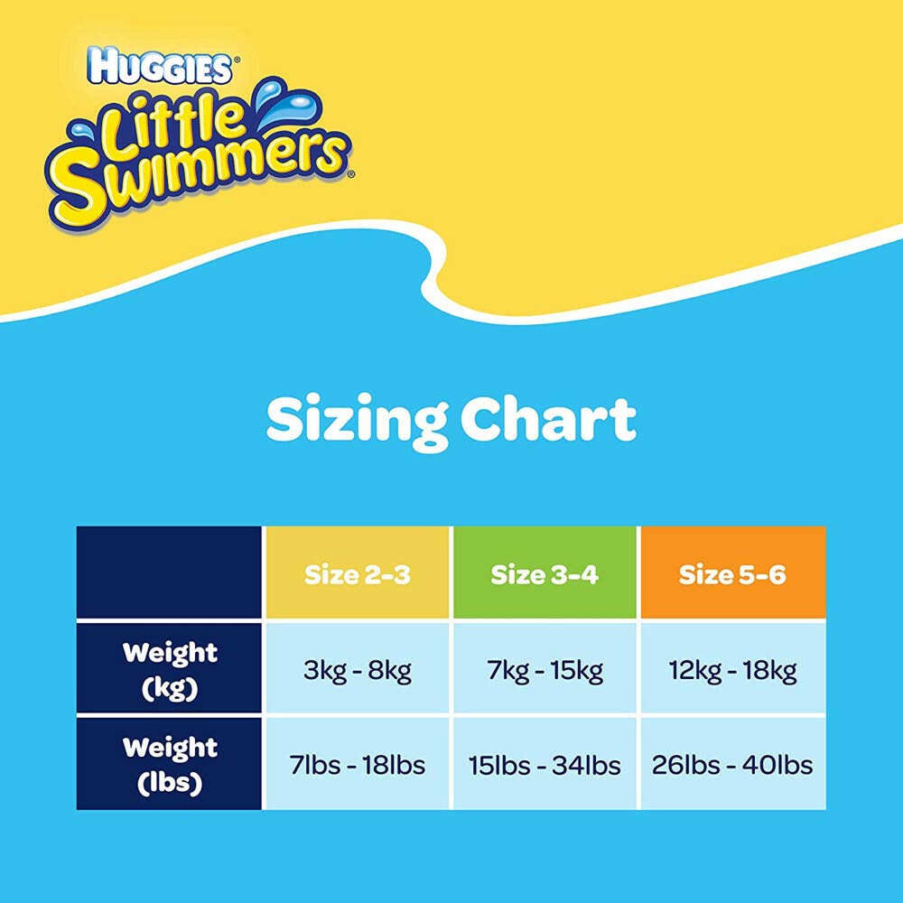 Huggies Little Swimmers, Swim Nappies - Size 3-4, 36 Baby Swim Pants - Leak Guards and Stretchy Waistband Protect Without Swelling - Tear Sides for Easy Removal