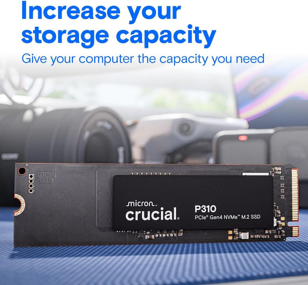 Crucial P310 1TB SSD M.2 2280 NVMe PCIe Gen4, Up to 7,100MB/s, Laptop & Desktop (PC) Compatible, Internal Solid State Drive - CT1000P310SSD801