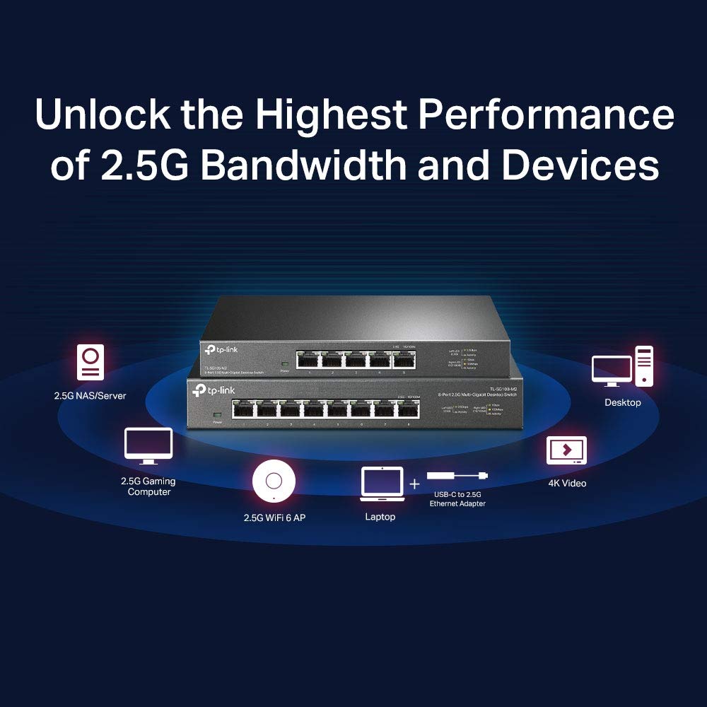 TP-Link TL-SG105S 5-Port Gigabit Network Switch, Metal Ethernet Splitter
