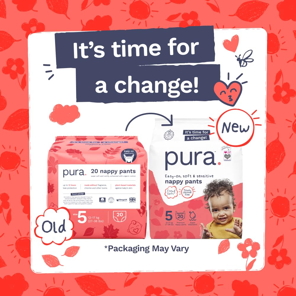 Pura Nappy Pants Size 5 (12–17kg) 20 Count Sensitive Skin