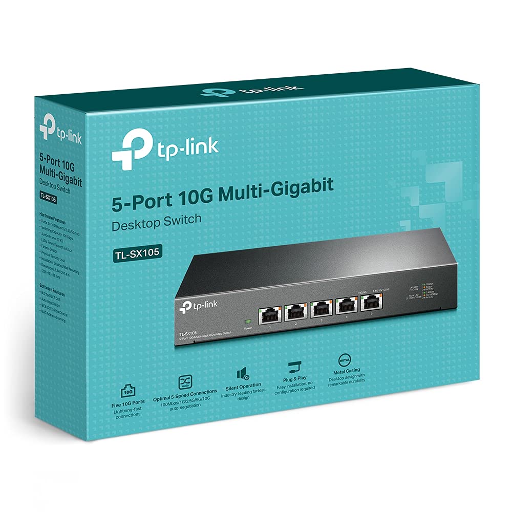TP-Link TL-SG105S 5-Port Gigabit Network Switch, Metal Ethernet Splitter