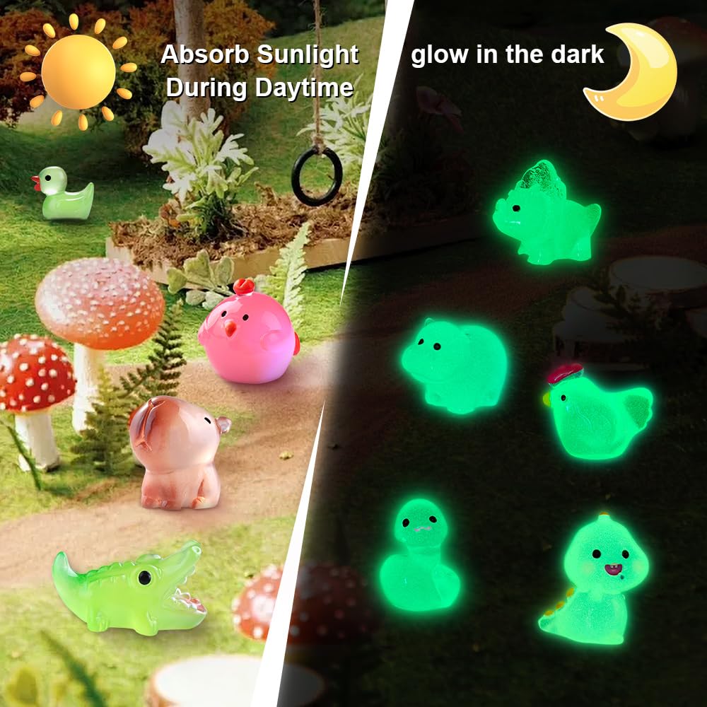 DIYDEC 24pcs Luminous Christmas Mini Resin Tree Figures Toys