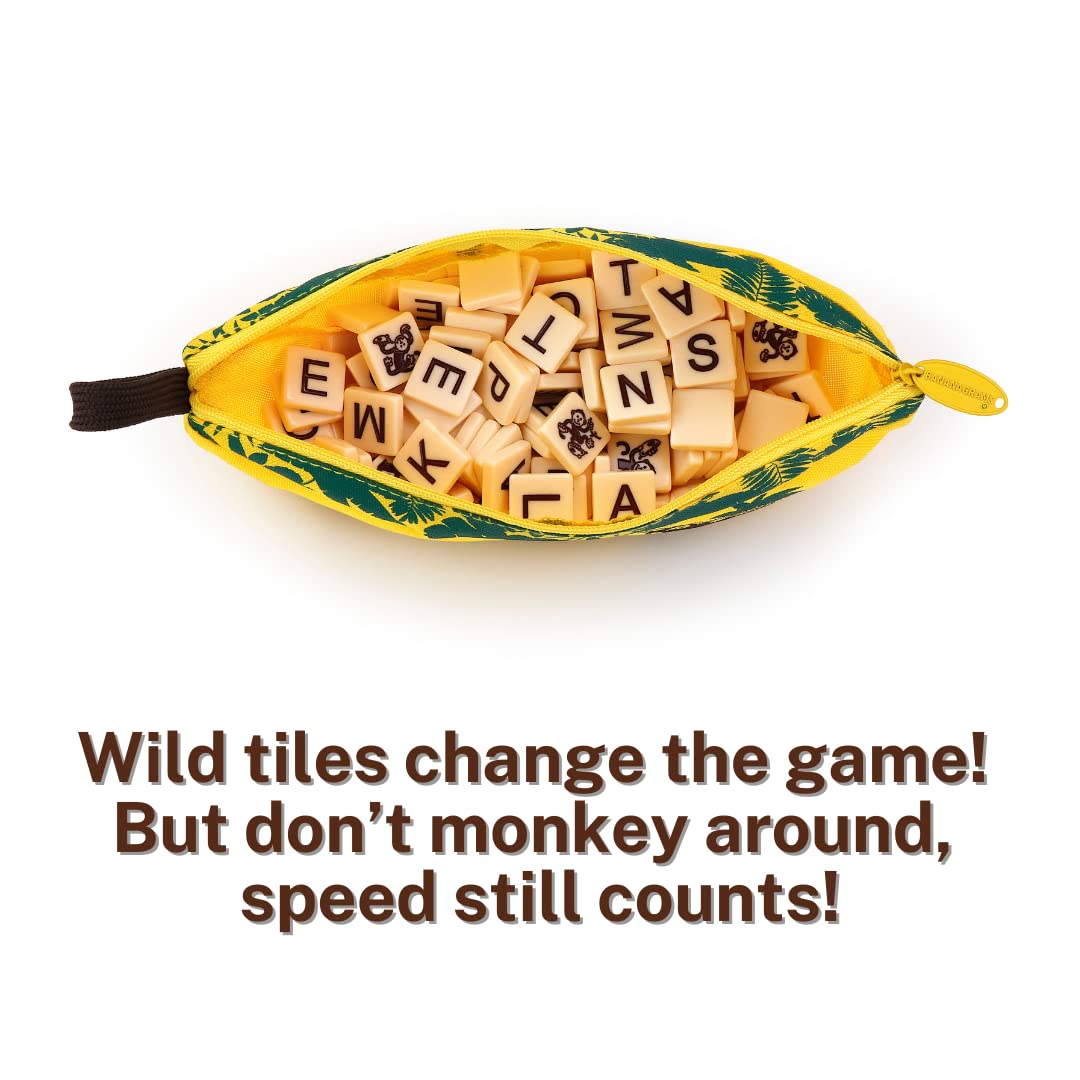 Bananagrams Classic Word Game, 144 Tiles in Banana Pouch, Travel Game