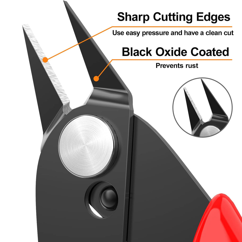 BOENFU Wire Cutter 2 Pack Precision Flush Cutters Side Cutter Small Cable Snips Diagonal Pliers for Cable Tie, 3D Print, Plastic Models, Jewelry, Electronics, Black, 5 Inches