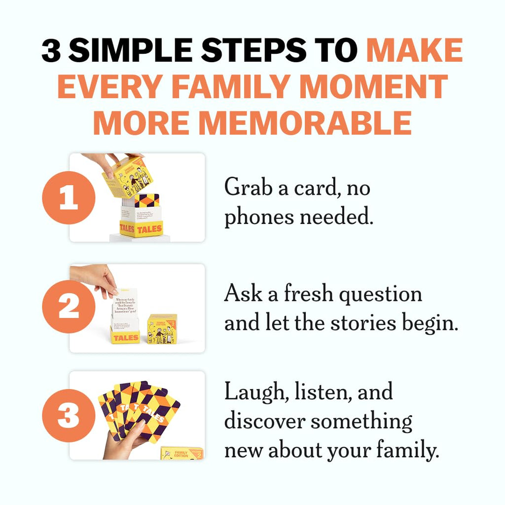 TALES 150 Conversation Cards, Family Edition, Create Meaningful Connections