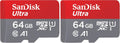 SanDisk 64GB Ultra microSDXC card for Chromebook + SD adapter up to 140 MB/s with A1 App Performance UHS-I Class 10 U1 (Pack of 2)