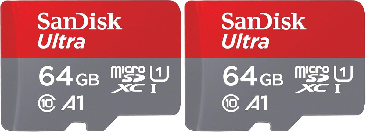 SanDisk 64GB Ultra microSDXC card for Chromebook + SD adapter up to 140 MB/s with A1 App Performance UHS-I Class 10 U1 (Pack of 2)
