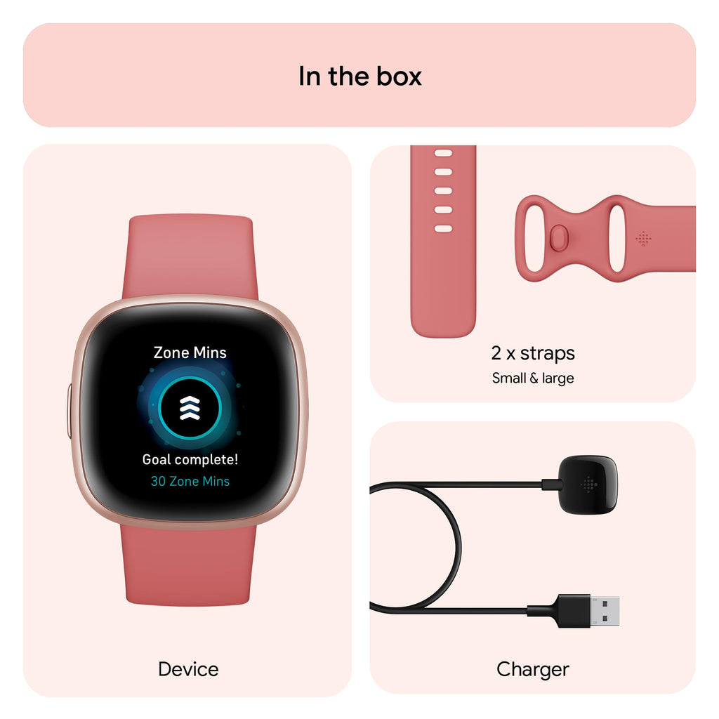 Google Fitbit Versa 4 Fitness Smartwatch with built-in GPS and up to 6 days battery life - compatible with iOS 15 or higher & Android OS 9.0 or higher, Waterfall Blue/Platinum