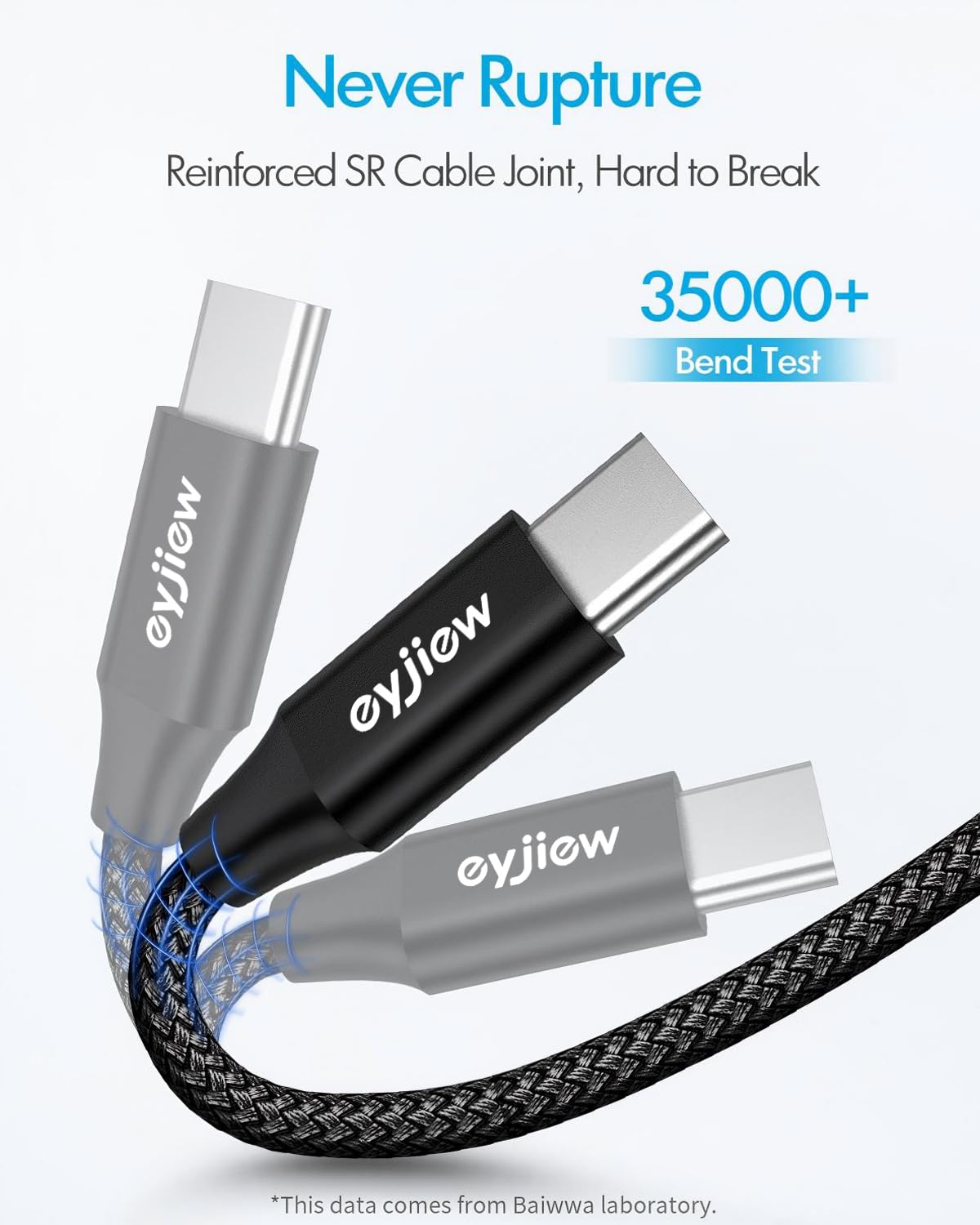 Short USB C Charger Cable 0.5m 2Pack, USB to USB C Car Charger Cable