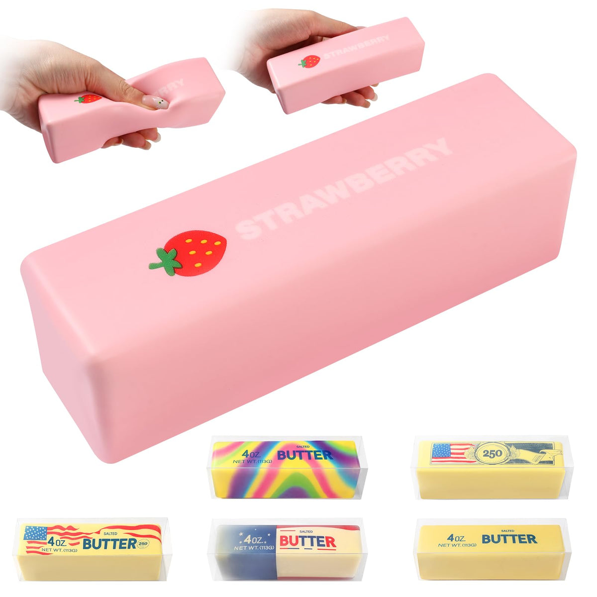 Big Butter Squishy,Giant Squishies Butter 14 OZ,Jumbo Slow Rising Squeeze Toys,Large Soft PU Foam Fidget Toys for Anxiety & Sensory Stress Relief 8.7*1.8*1.8 Inch (Big-Yllow Butter 1Pack)