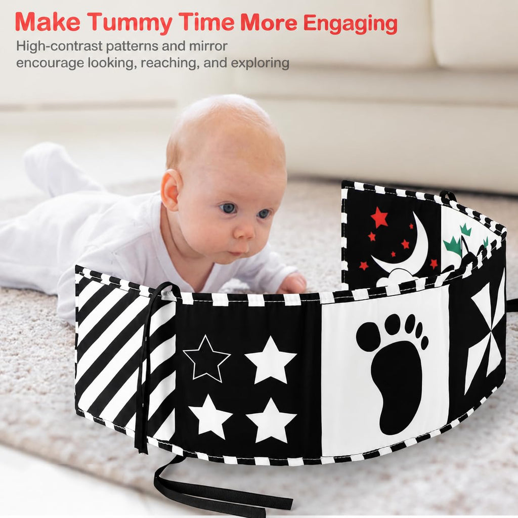 URMYWO Black and White Tummy Time High Contrast Newborn Toys 0-3 Months, Soft Baby Book, Visual Stimulation Montessori Sensory Infant Toys 0-6-12 Months, Shower Gift for Boys Girls
