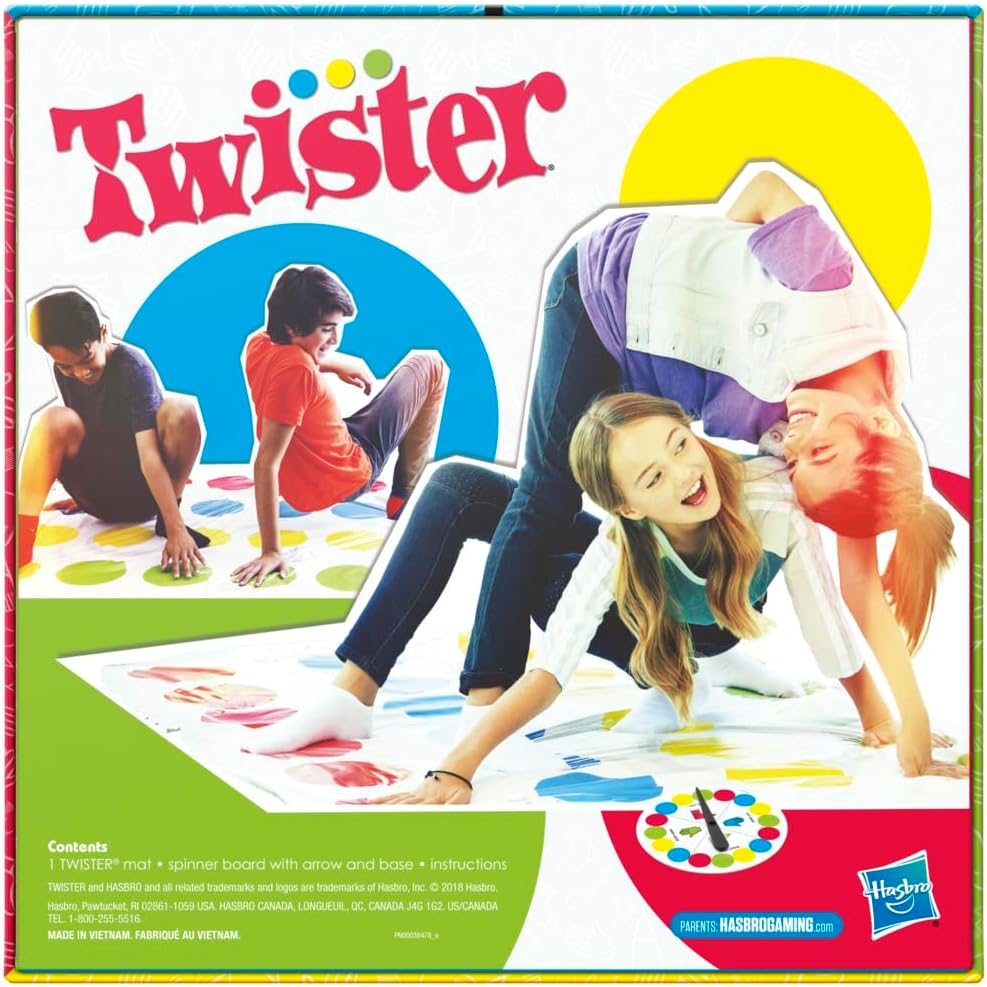 Hasbro Twister Party Classic Board Game for 2 or More Players,Indoor and Outdoor Game for Kids 6 and Up,Packaging May Vary
