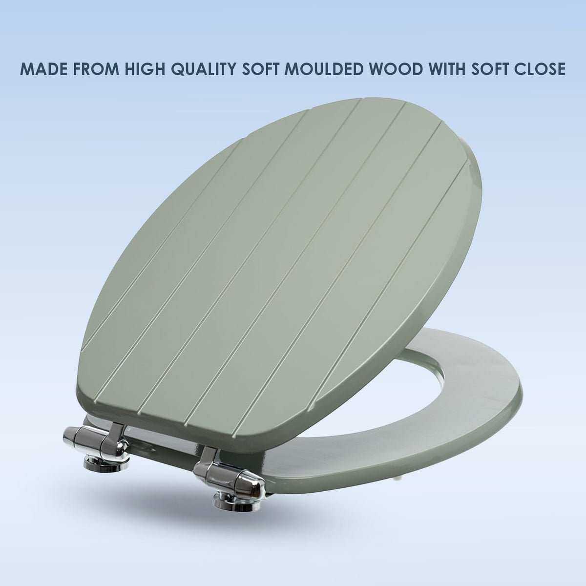 AQUALONA® Luxury Grey Oak Effect Toilet Seat - Soft Close MDF Moulded Wood Seat with Quick Release Button and Durable Hinges - Comfortable, Easy to Clean and Install with Universal Fittings