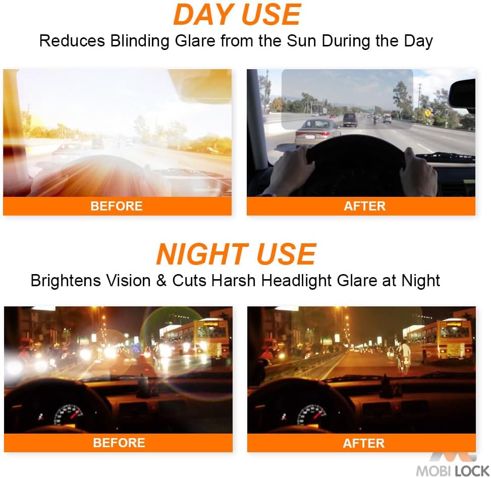 2Pcs Car Sun Visor Extension 2 in 1 - Anti-Glare & UV Day Night Windshield