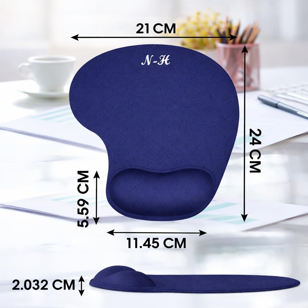 New Horrizon - Mouse Mat BLACK ANTI-SLIP COMFORT MOUSE PAD MAT WITH GEL FOAM REST WRIST SUPPORT FOR PC LAPTOP - Compatible with Laser and Optical Mice