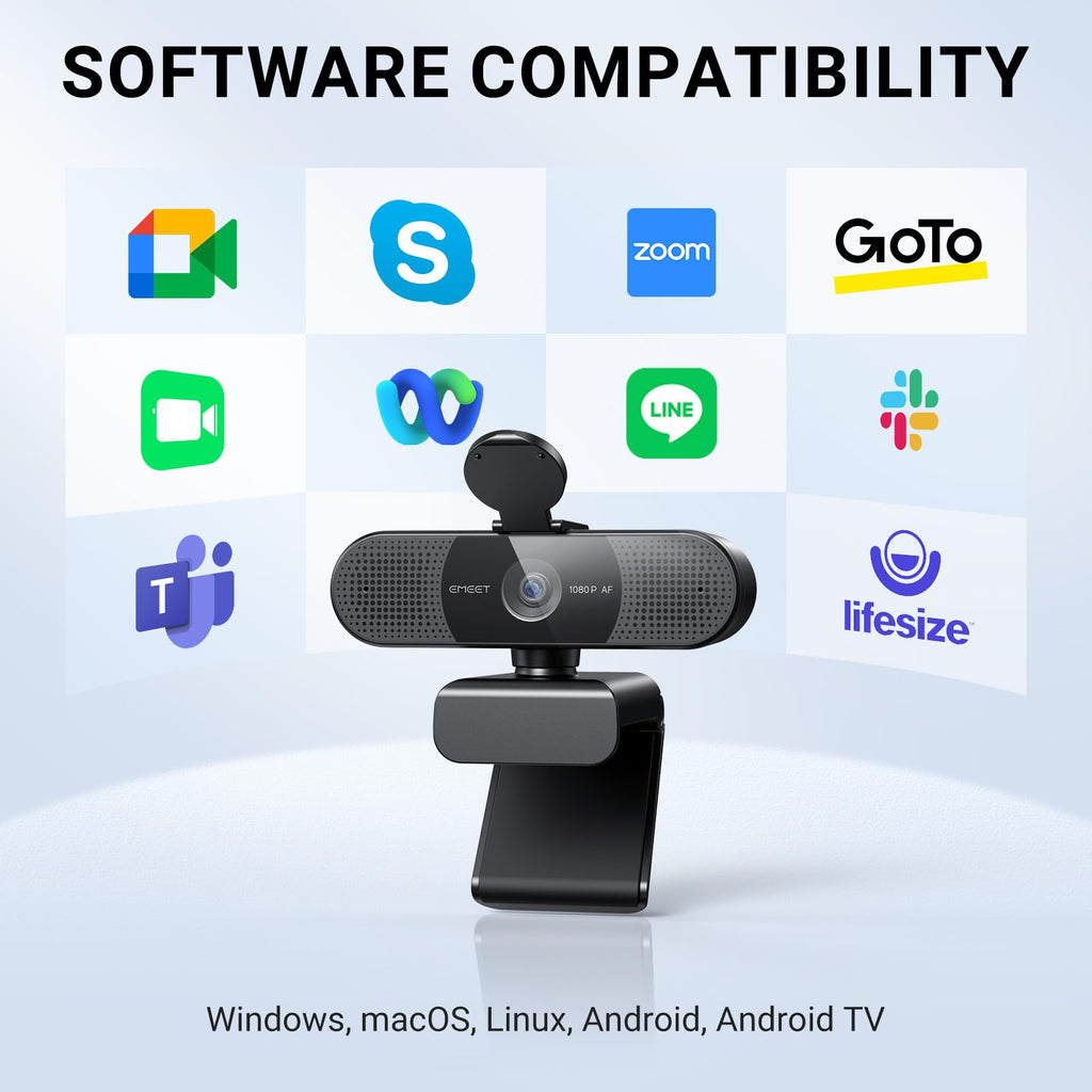 EMEET S600 4K Webcam for Streaming - Sony 1/2.55'' Sensor, PDAF Autofocus, 1080P@60FPS, 2 Noise Reduction Mics, Built-in Privacy Cover, 73° FOV, Streaming Camera for Live Commerce/Gaming/Beauty