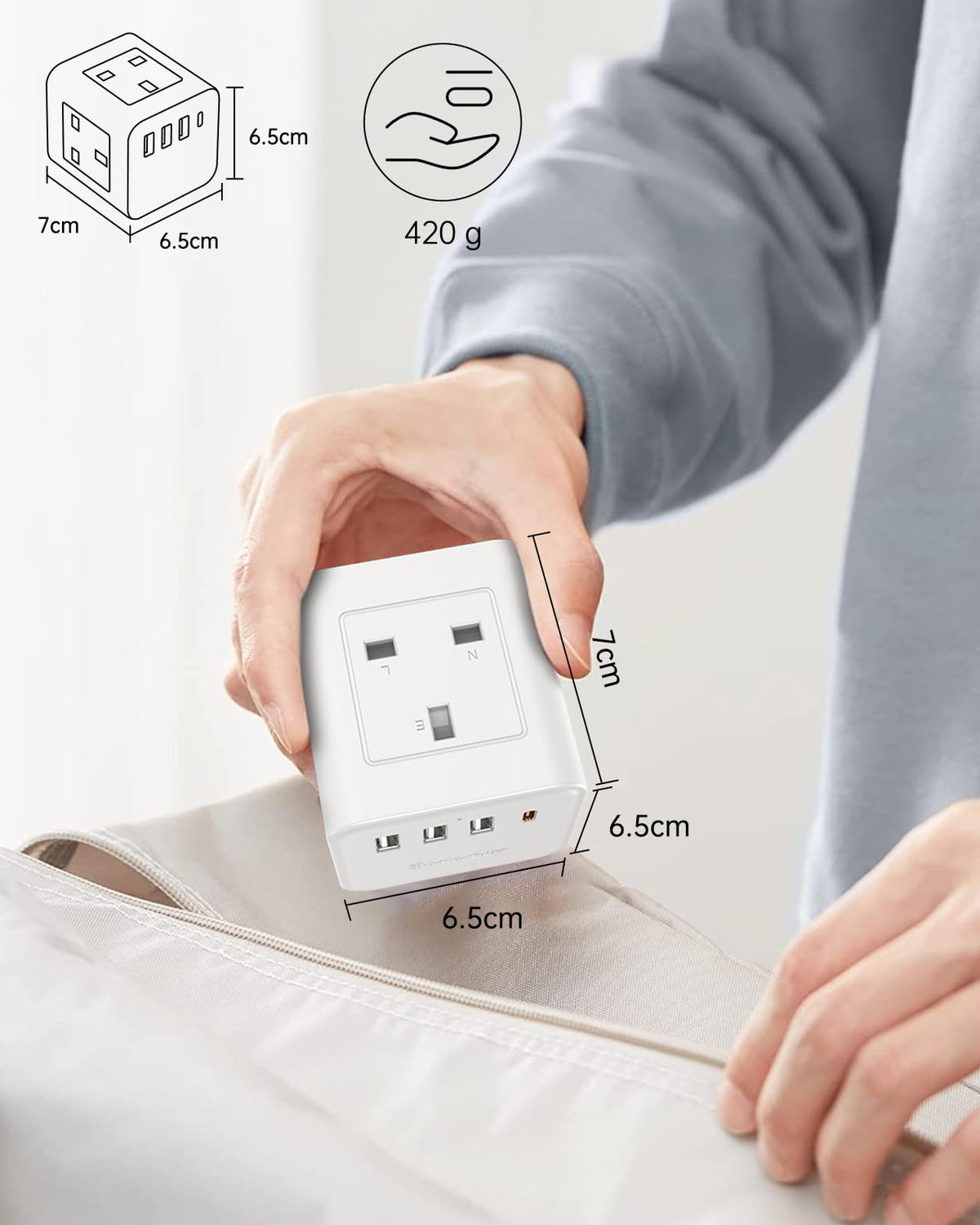 PD20W Cube Extension Lead with 4 USB Slots, Kemelo 4 Way (13A/3250W) Multi Plug Extension Cable with Child Safety UK Desktop Power Extension Socket,1.5M Extension Cords for Home Dorm Office