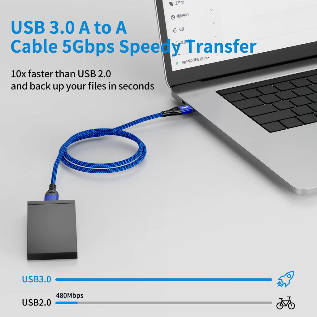 USB 3.0 Cable 2M,5Gbps High Speed Transfer USB Type A Male to Male Lead