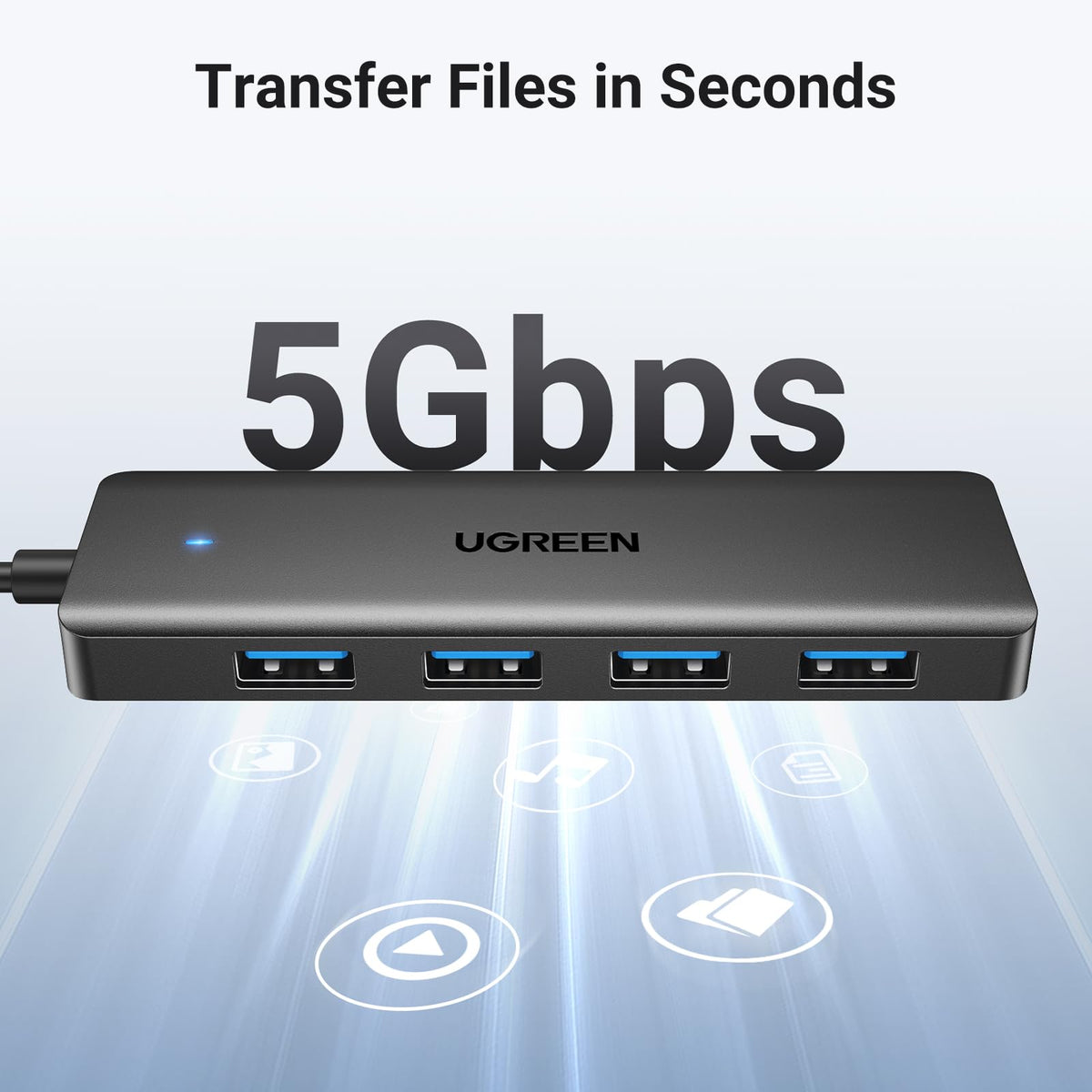 UGREEN USB Hub 3.0, USB Splitter 4 Port Ultra Slim with 5Gbps Data Transfer