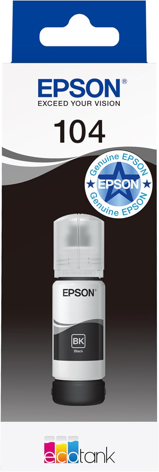 Epson EcoTank 104 Black Genuine Ink Bottle, Amazon Dash Replenishment Ready