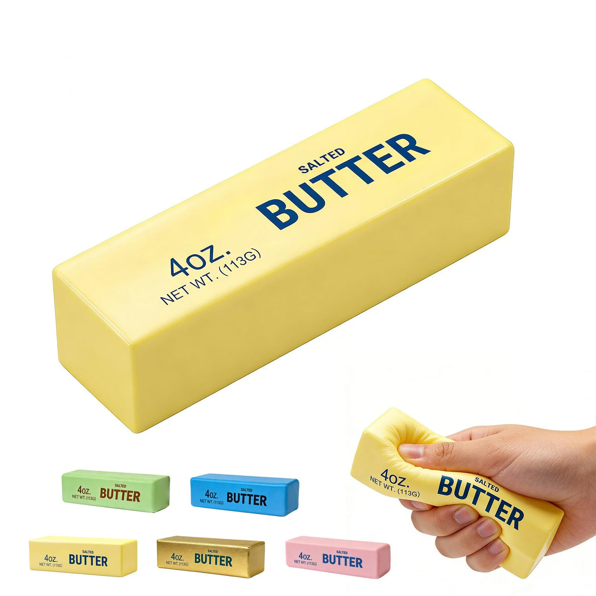 Butter Squishy, Soft Slow Rising Squeeze Toys, Butter Stick Toys (Golden)