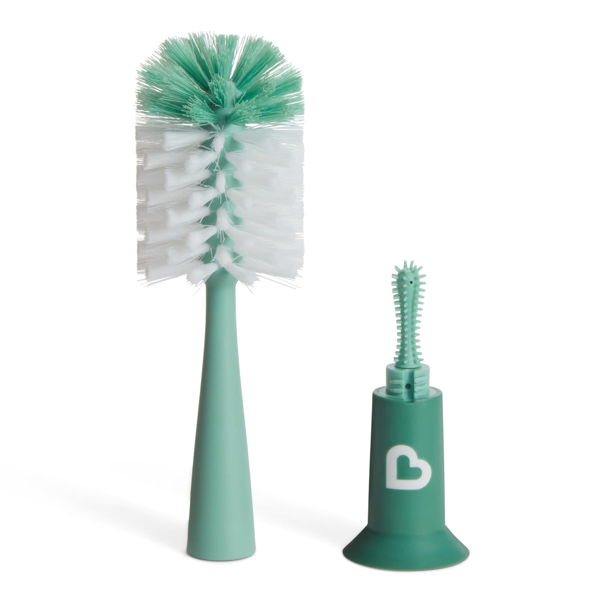 Munchkin 2 Pack Bristle Bottle Brushes for Baby Cups | Built-in Teat | Grey