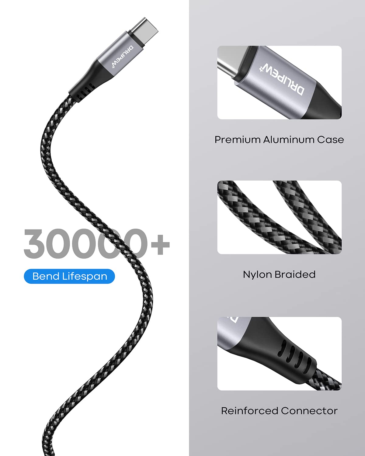 USB to USB C Cable(1M 3-Pack),USB Type C Fast Charger Cable Nylon Braided