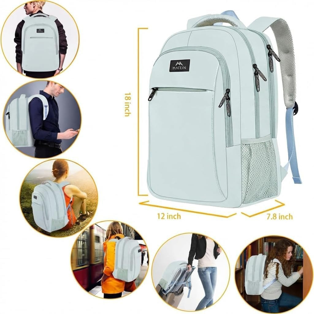 MATEIN Travel Laptop Backpack, Work Bag Lightweight Laptop Bag, Black Blue