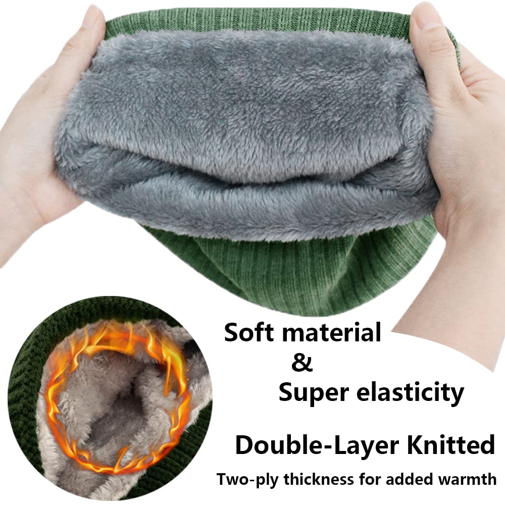 ehsbuy Fleece Neck Warmer Thermal Snoods Unisex Thick Winter Cold Weather Knitted Circle Scarf for Cycling Motocycle Sports