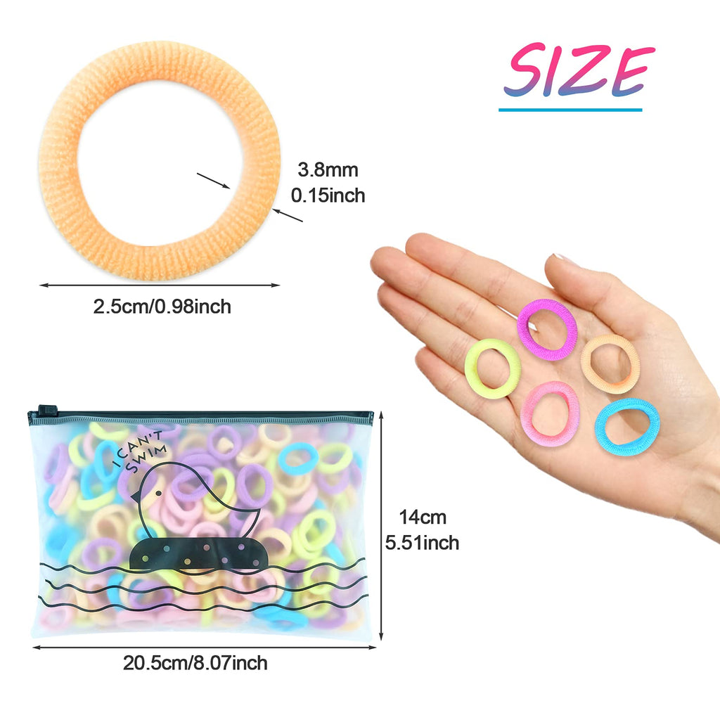 Hanyousheng 200 Pcs Baby Hair Bands, Multicolor Toddler Hair Bobbles, Baby Hair Bobbles, Toddler Hair Bands, Seamless Elastic HairBands, BabyHair Ties, for BabyGirls Kids Toddlers