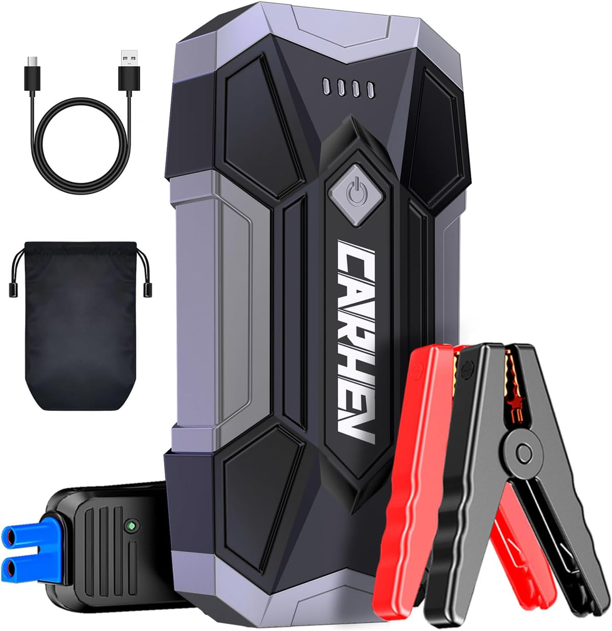 4500A Jump Starter Power Pack, Car Battery Booster Jump Starter Power Bank (up to 8.0L Gas or 8.0L Diesel Engine), Portable Car Starter with LED Flashlight, Jump Pack with Jump Leads