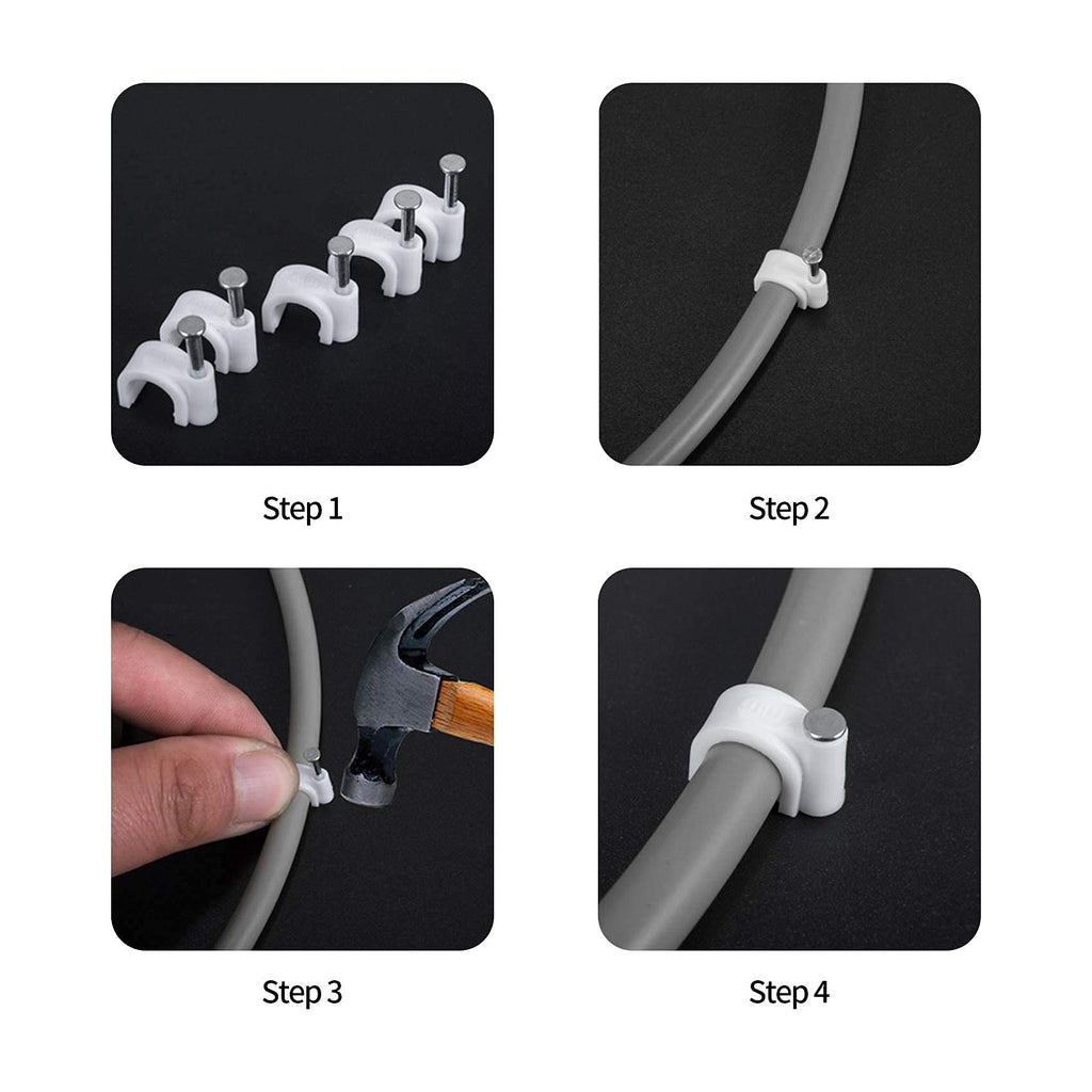 Abnii Cable Clips, 7 mm 100 Pcs Nail Clips, White