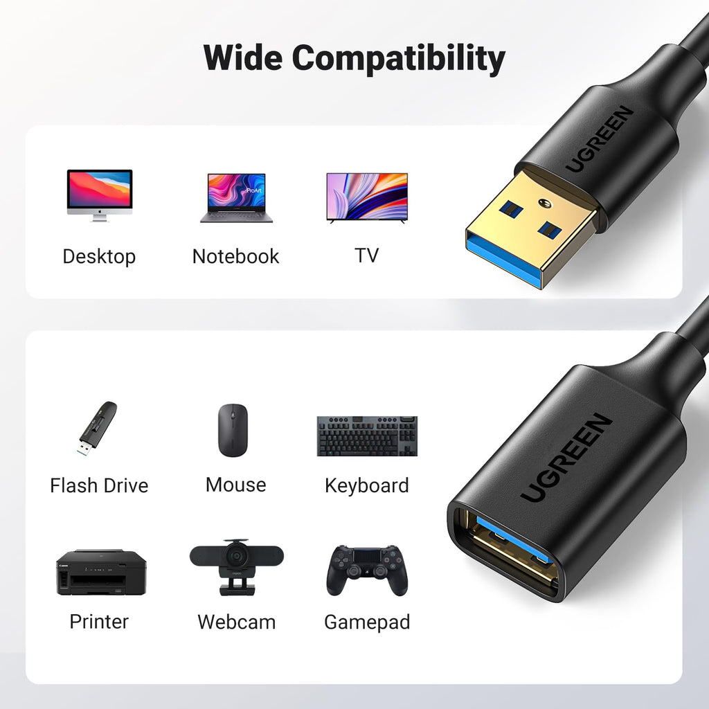 UGREEN USB 3.0 Extension Cable A Male to A Female Aluminium 5Gbps 1M
