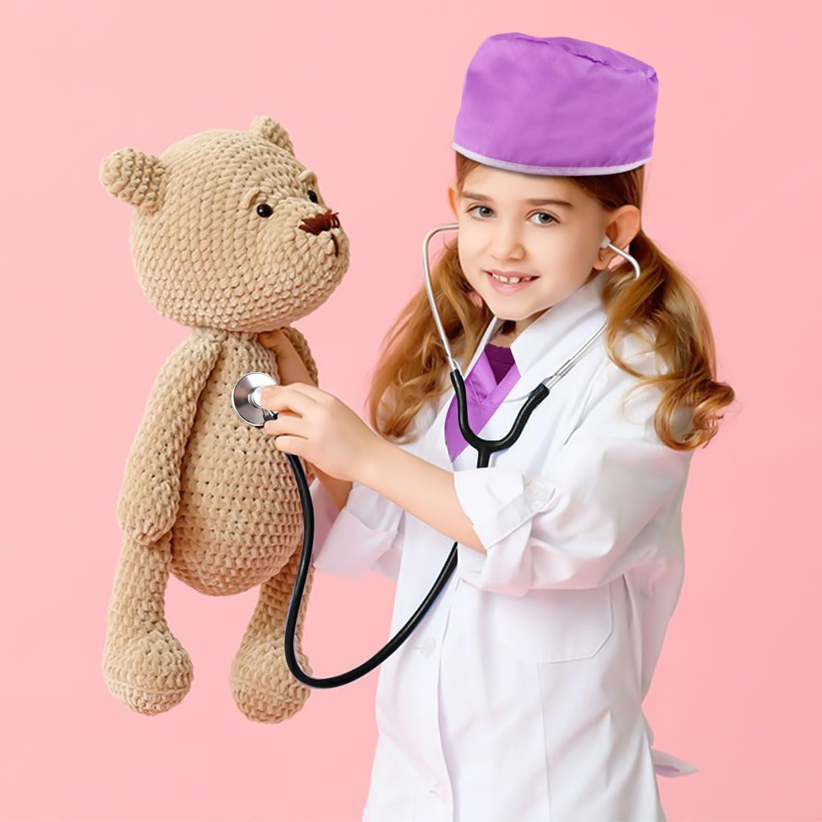 Meland Doctor Costume for Kids 3-10, Pretend Play Career Dress Up with Bag