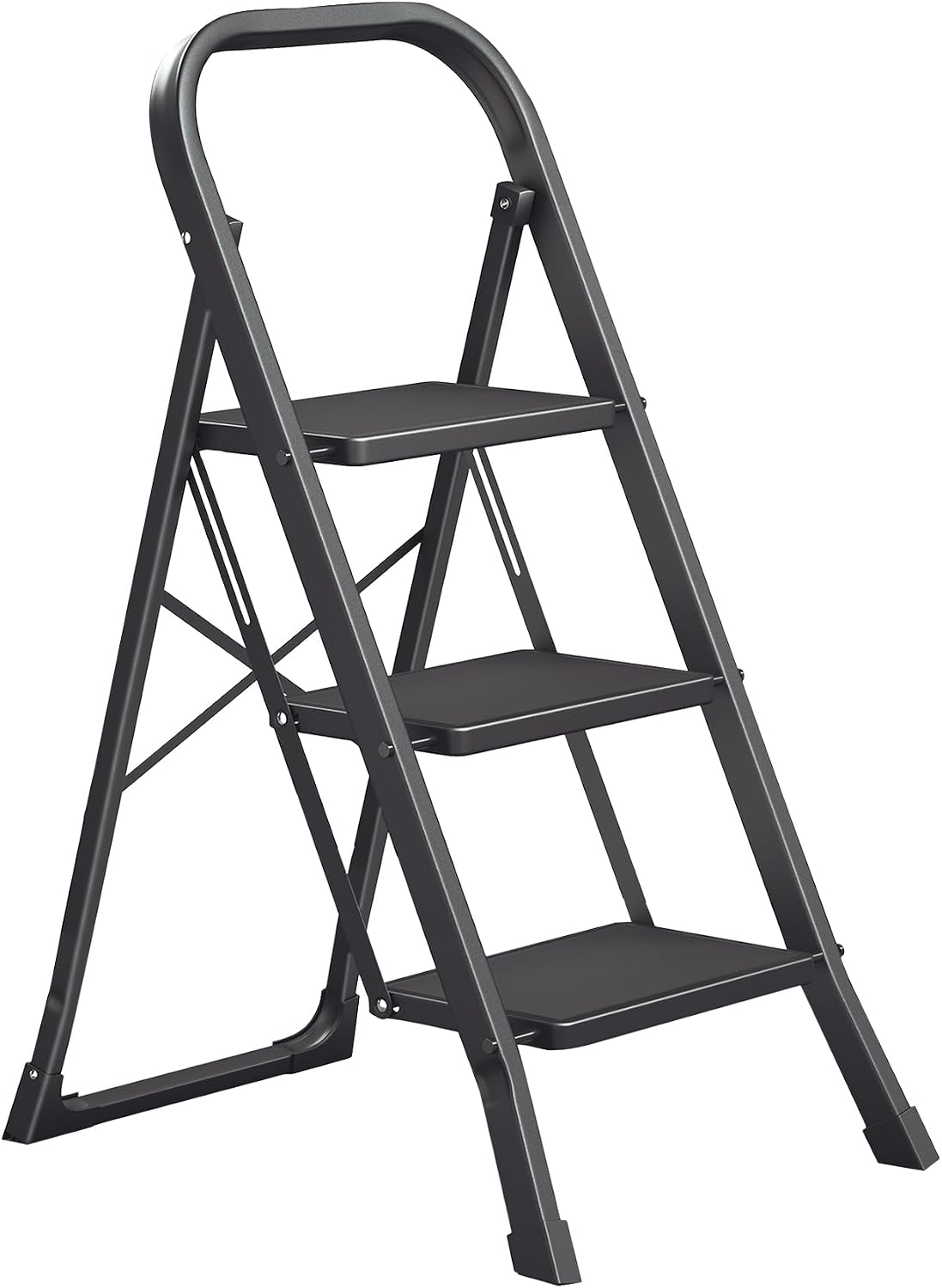 SONGMICS 3-Step Ladder, Folding Step Ladder, Safety, Holds up to 150KG