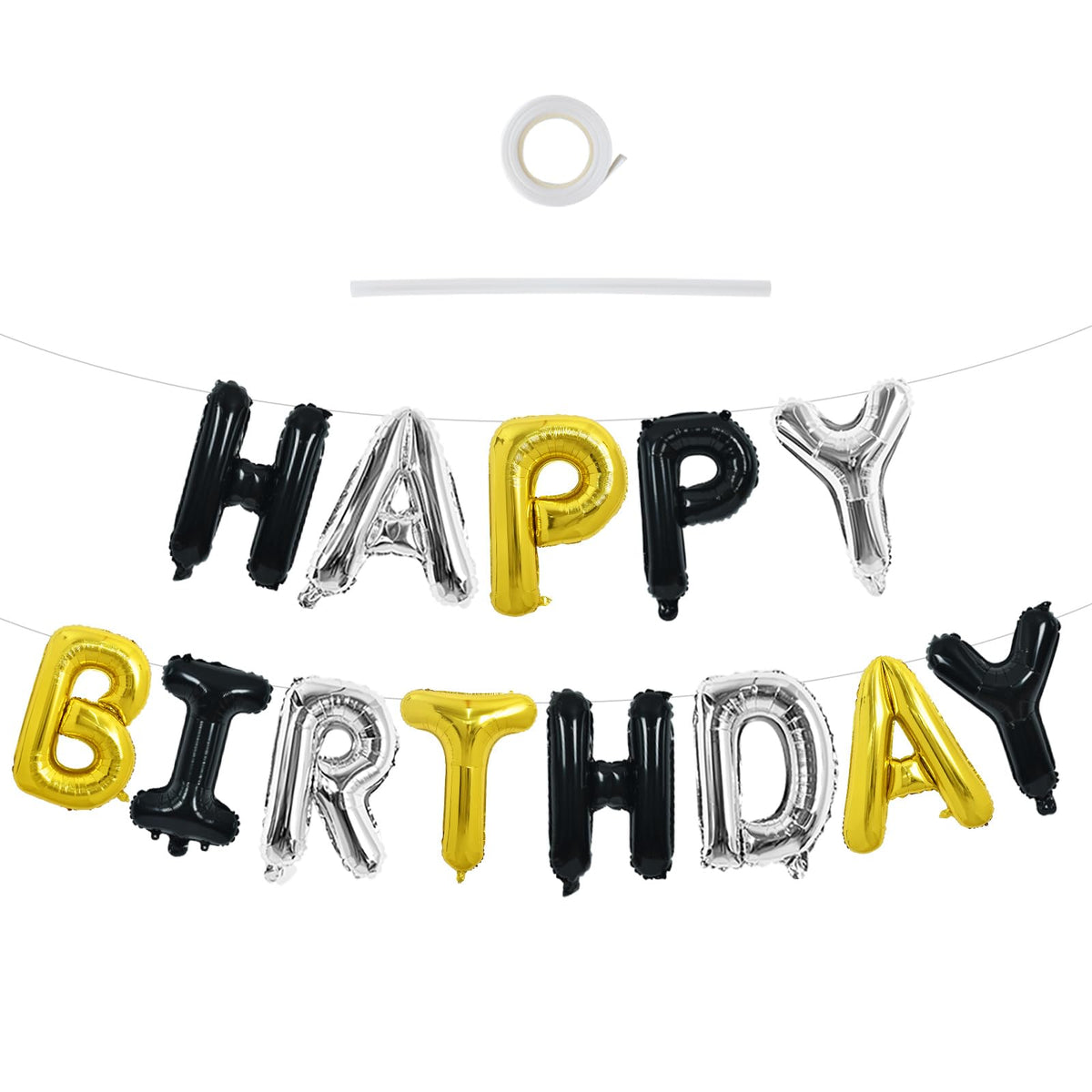 TONIFUL 16 Inch Black Happy Birthday Balloons Banner Decorations for Men