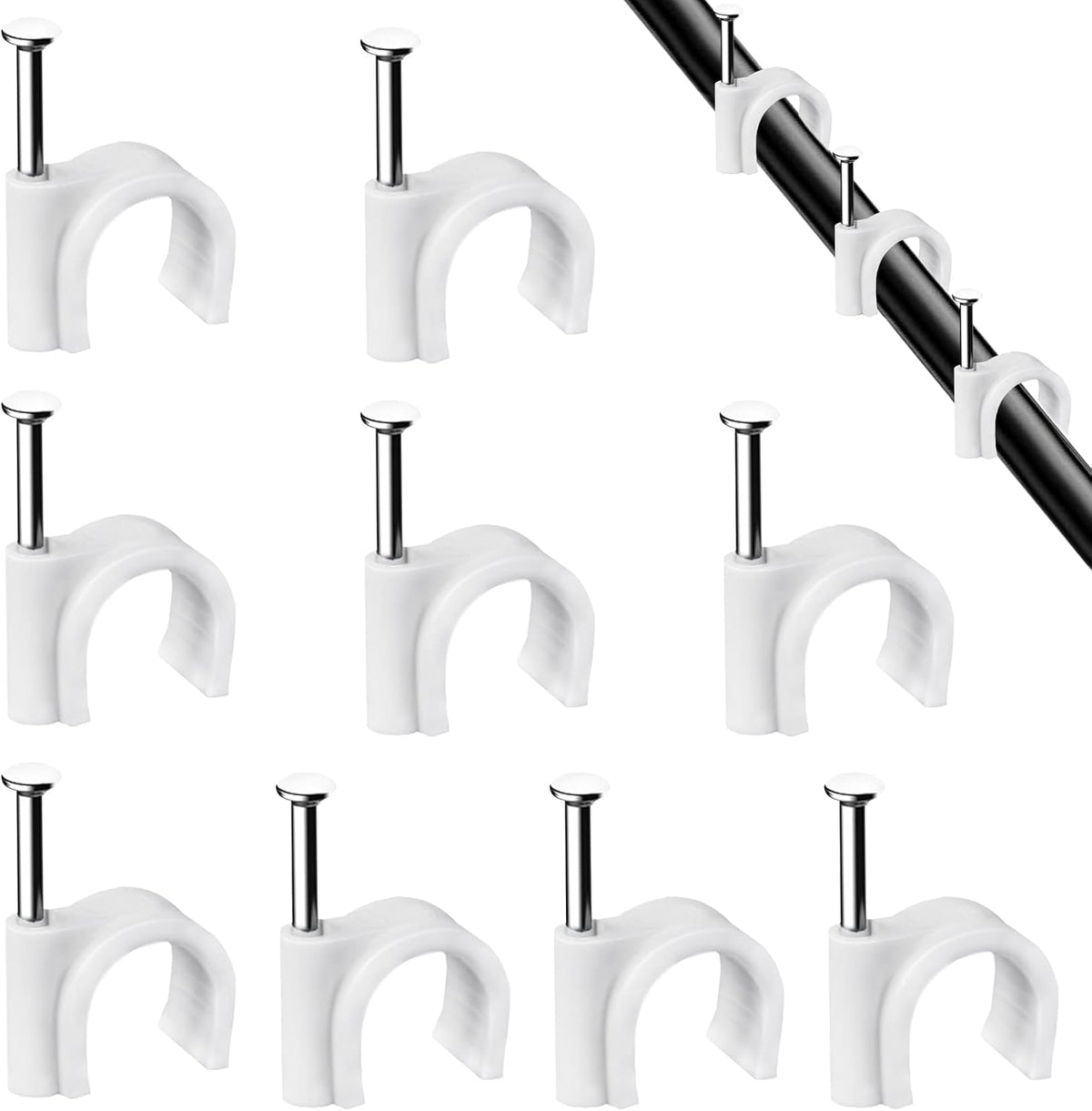 Abnii Cable Clips, 7 mm 100 Pcs Nail Clips, White