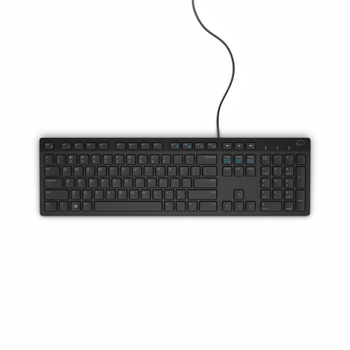 Dell Multimedia Wired Keyboard KB216, Spill Resistant, Quiet Keys, Black