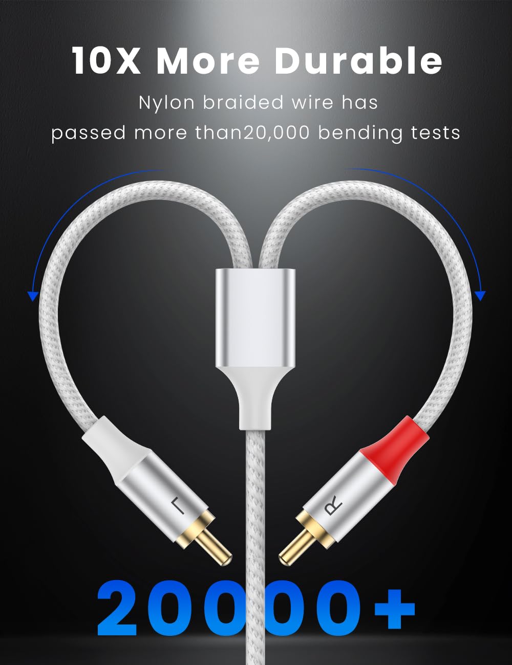MOSWAG 2RCA Male to 2RCA Male Phono Cable 1m, 2 RCA Audio Cable Phono Lead