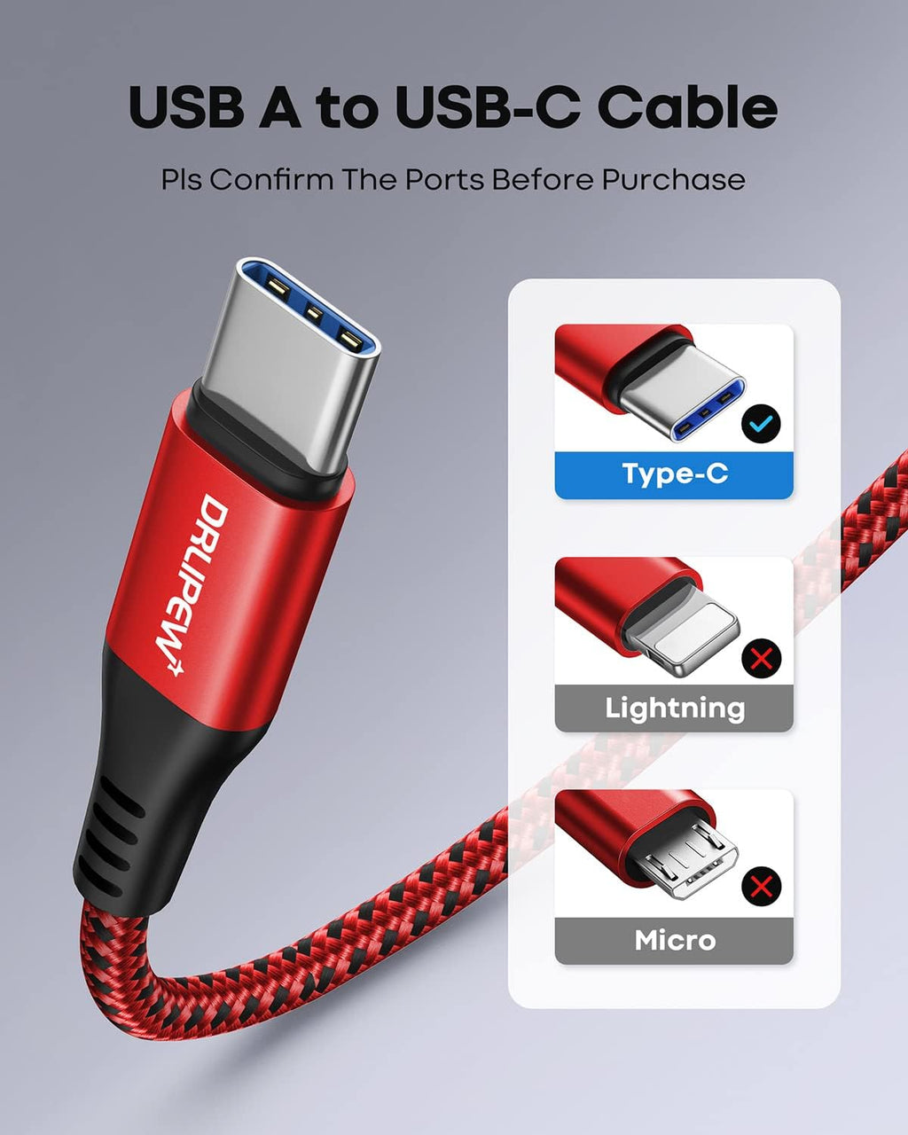 USB C Charger Cable 3Pack 3M/10FT,USB Type C Fast Charging Cable Braided