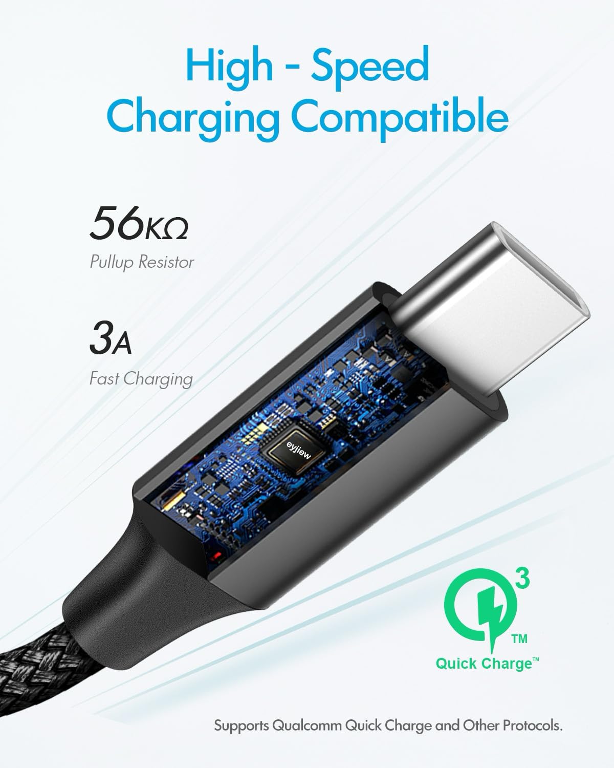 Short USB C Charger Cable 0.5m 2Pack, USB to USB C Car Charger Cable