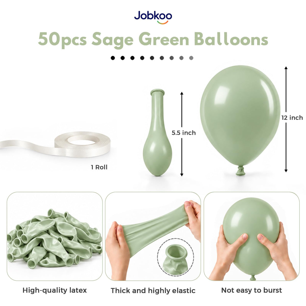 Jobkoo Dusty Pink Balloons, 12 Inch 50 Pcs Boho Blush Pink Latex Balloon